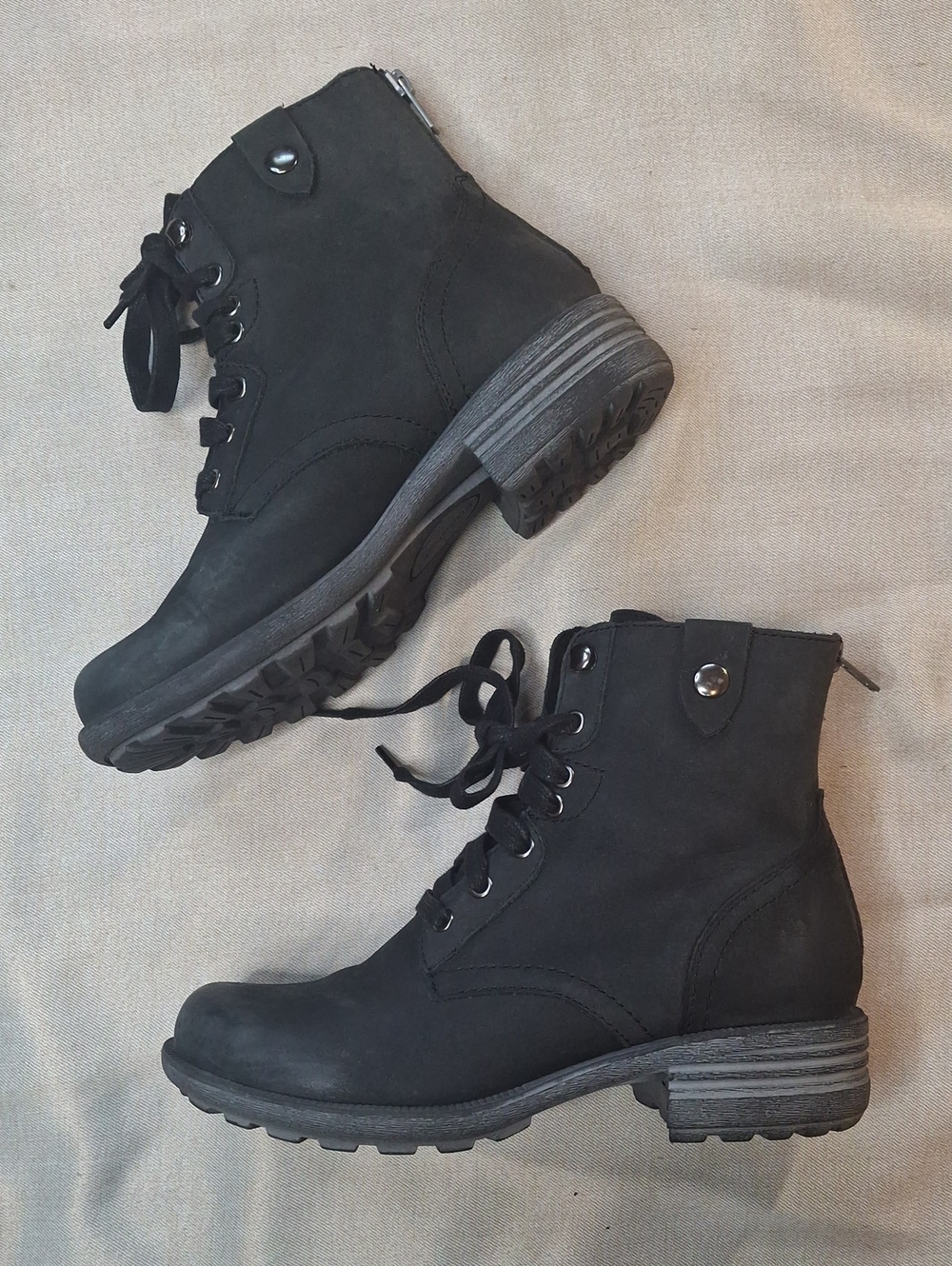 Rockport Cobb Hill Black Suede Leather Back Zip Boots US 6